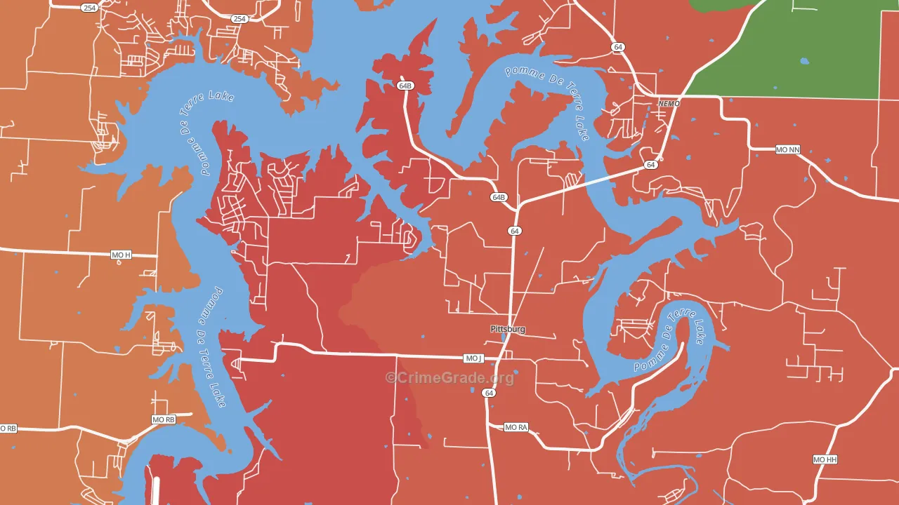 Pittsburg, MO Map of Arson Rates