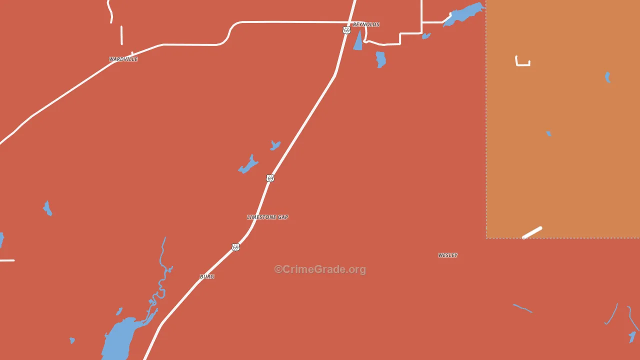 Pittsburg, OK Map of Arson Rates