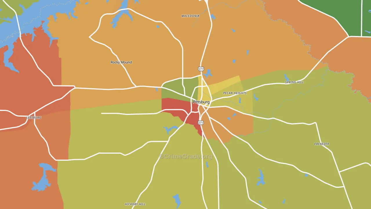 Pittsburg, TX Map of Arson Rates