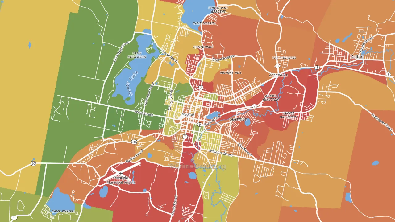 Pittsfield, MA Map of Arson Rates