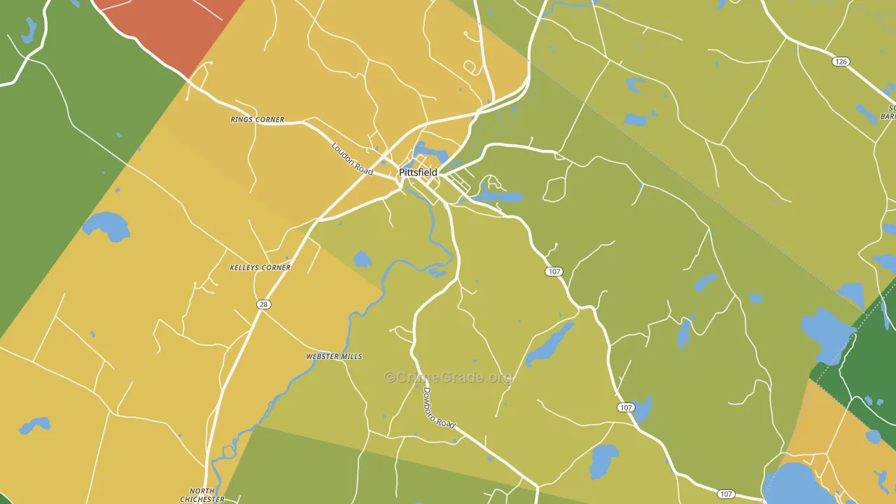 Pittsfield, NH Map of Arson Rates