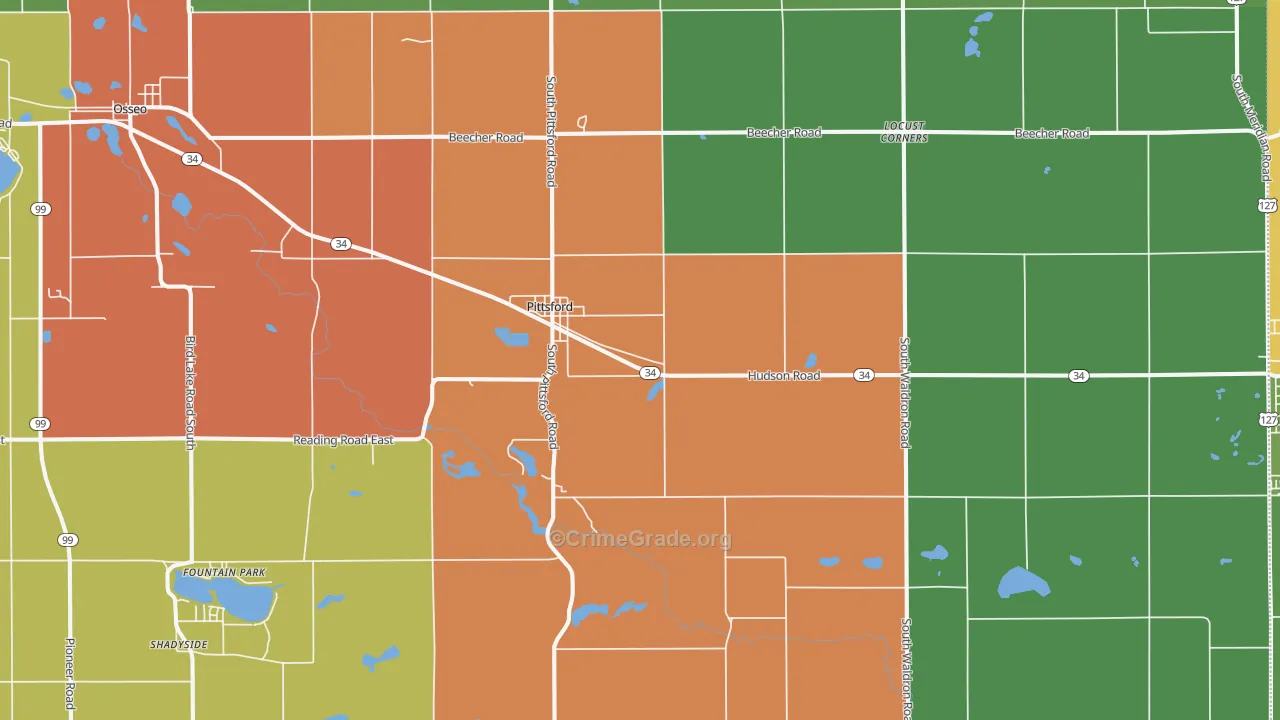 Pittsford, MI Map of Arson Rates