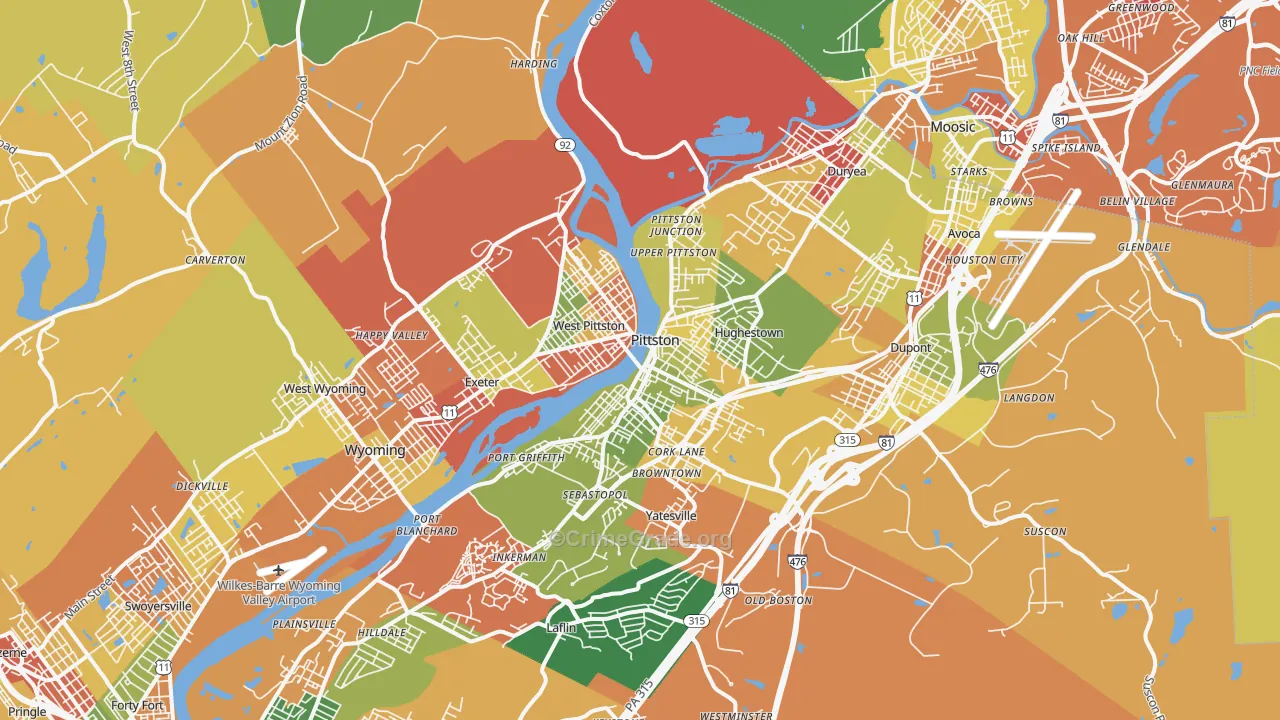 Pittston, PA Map of Arson Rates