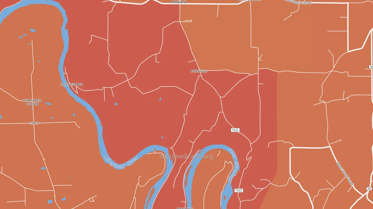 Pittsville, PA Map of Arson Rates
