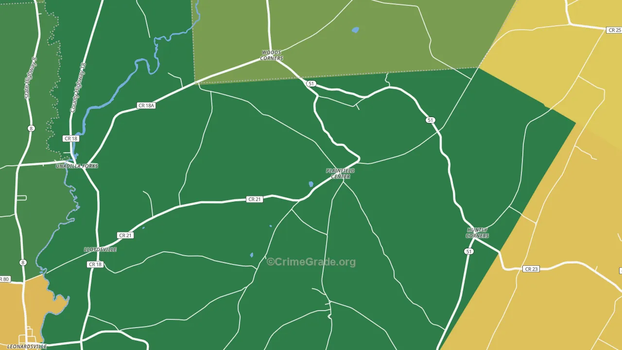 Plainfield Center, NY Map of Arson Rates