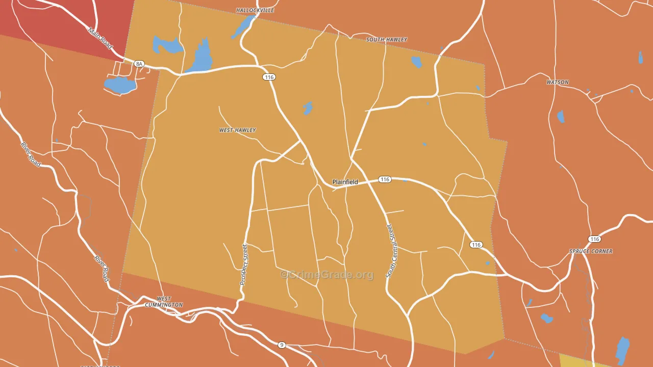 Plainfield, MA Map of Arson Rates