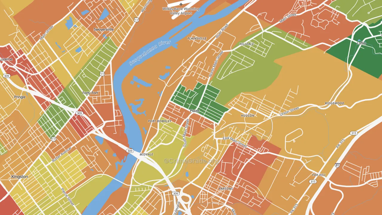 Plains, PA Map of Arson Rates