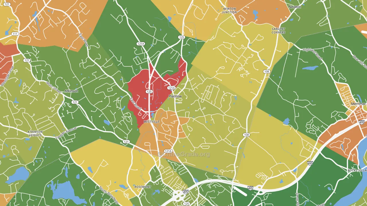 Plaistow, NH Map of Arson Rates
