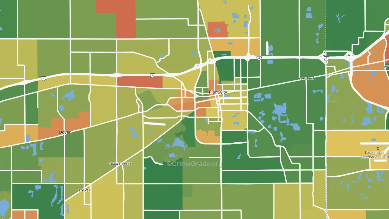 Plant City, FL Map of Arson Rates
