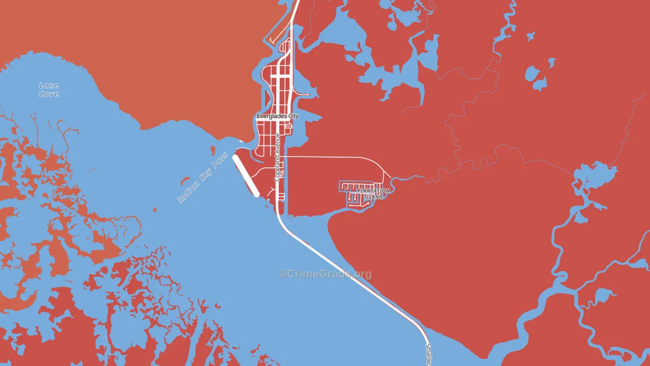 Plantation Island, FL Map of Arson Rates