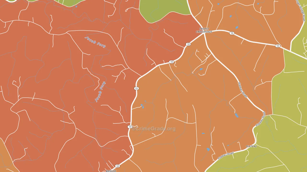 Plateau, NC Map of Arson Rates
