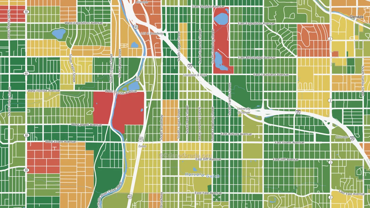 Platt Park, Denver, CO Map of Arson Rates
