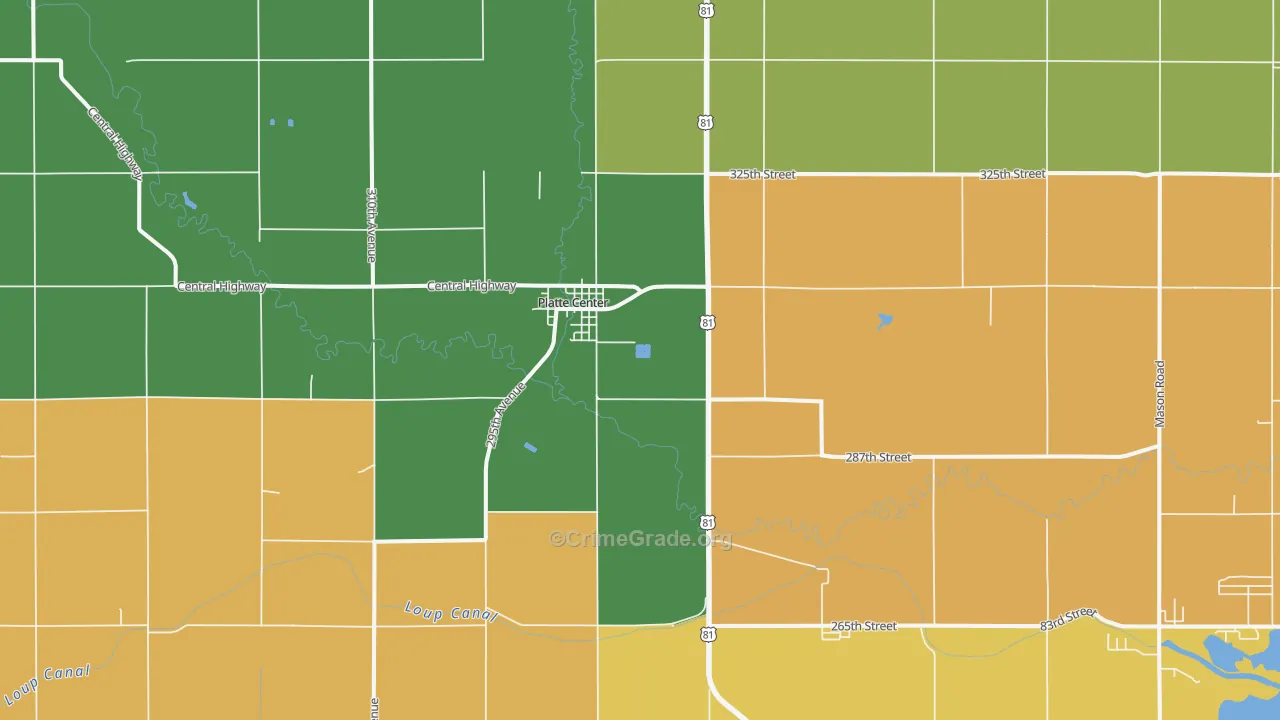 Platte Center, NE Map of Arson Rates