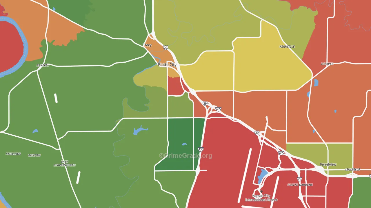Platte City, MO Map of Arson Rates