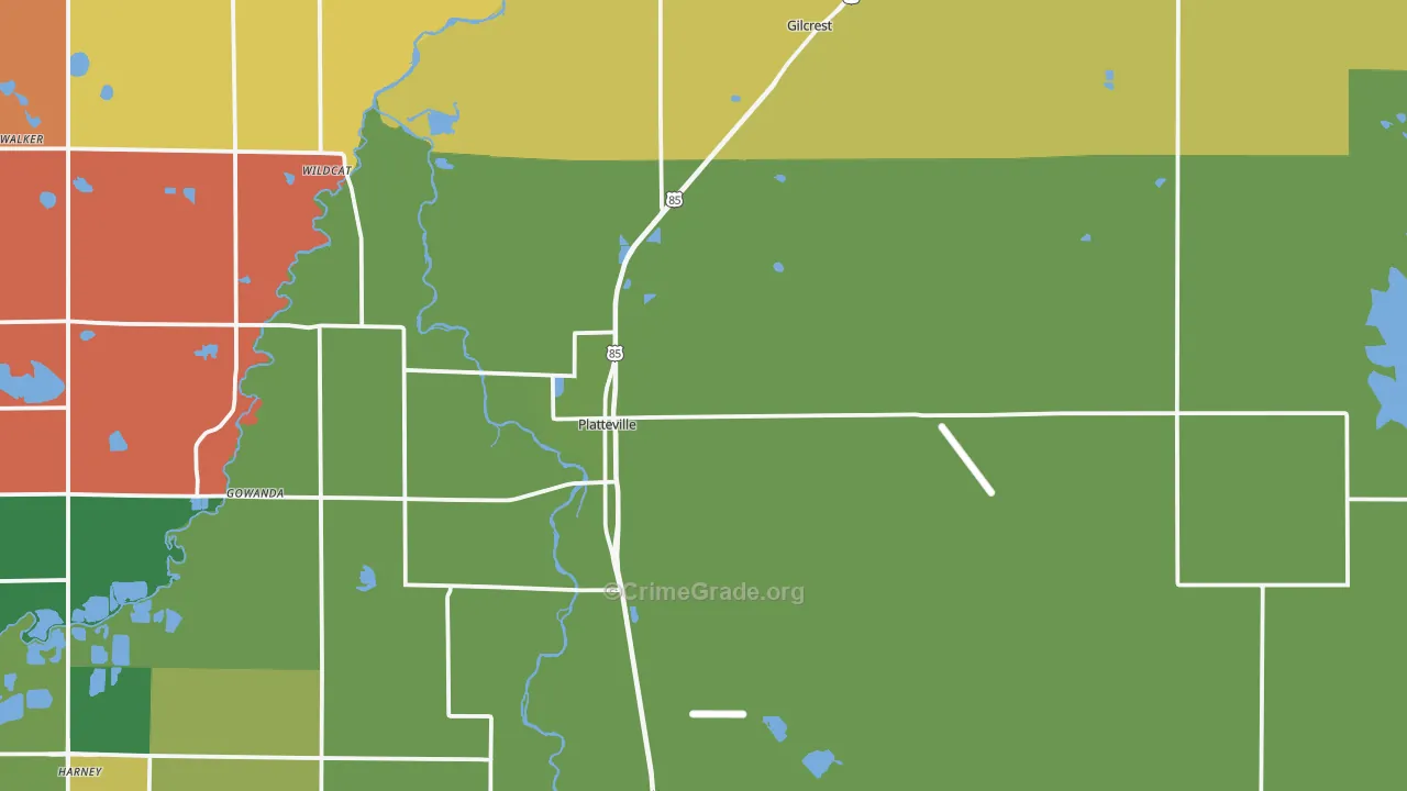 Platteville, CO Map of Arson Rates