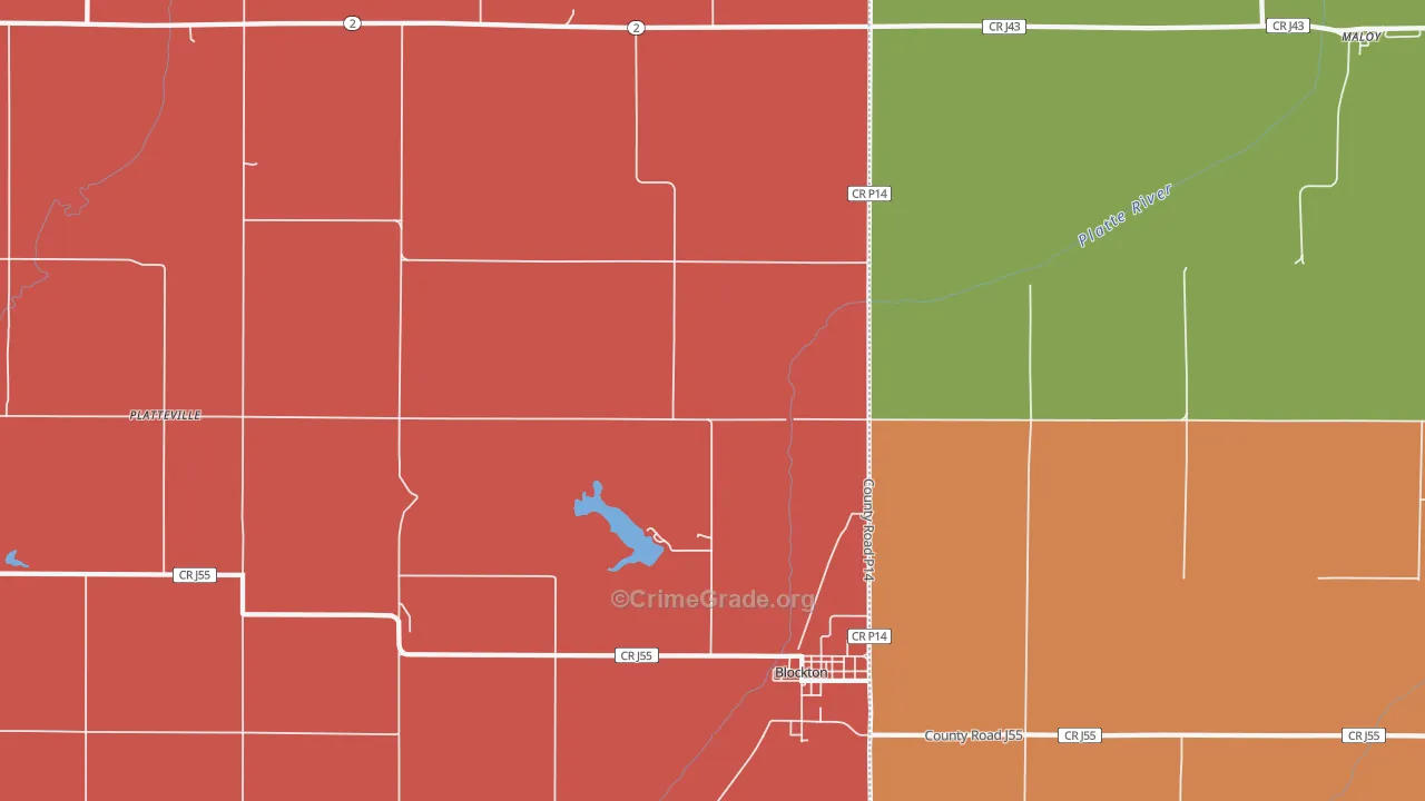 Platteville, IA Map of Arson Rates