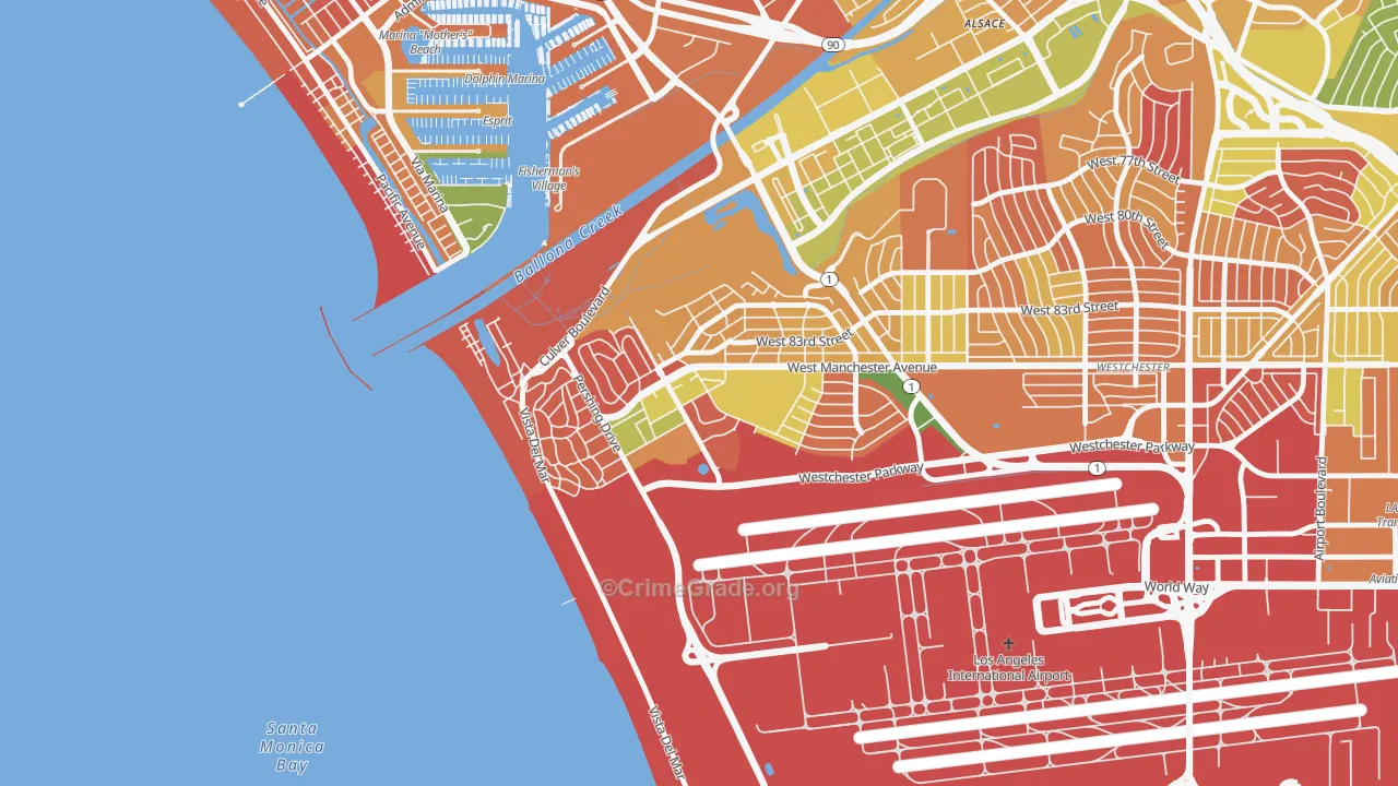 Playa del Ray, Playa Del Rey, CA Map of Arson Rates