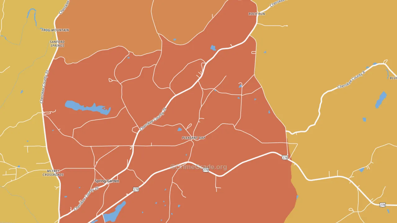 Pleasant Gap, AL Map of Arson Rates