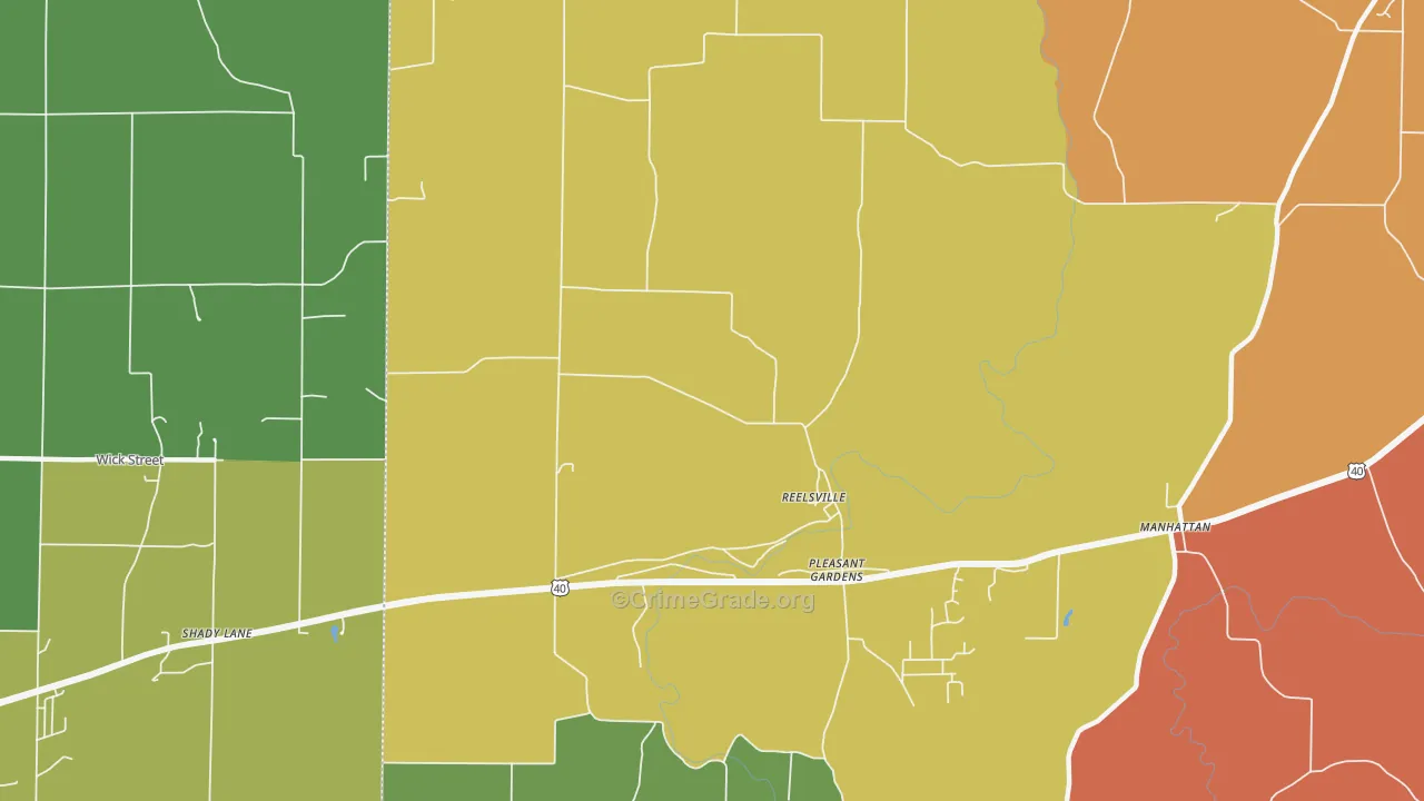 Pleasant Gardens, IN Map of Arson Rates
