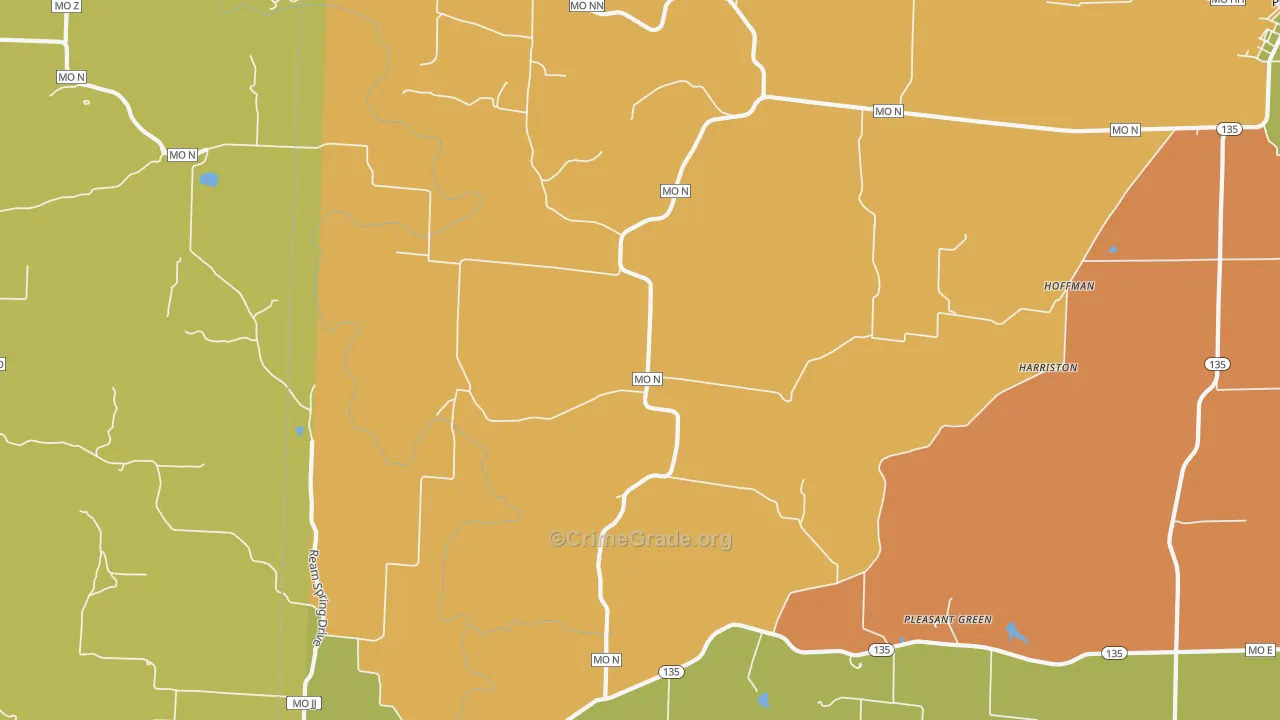 Pleasant Green, MO Map of Arson Rates