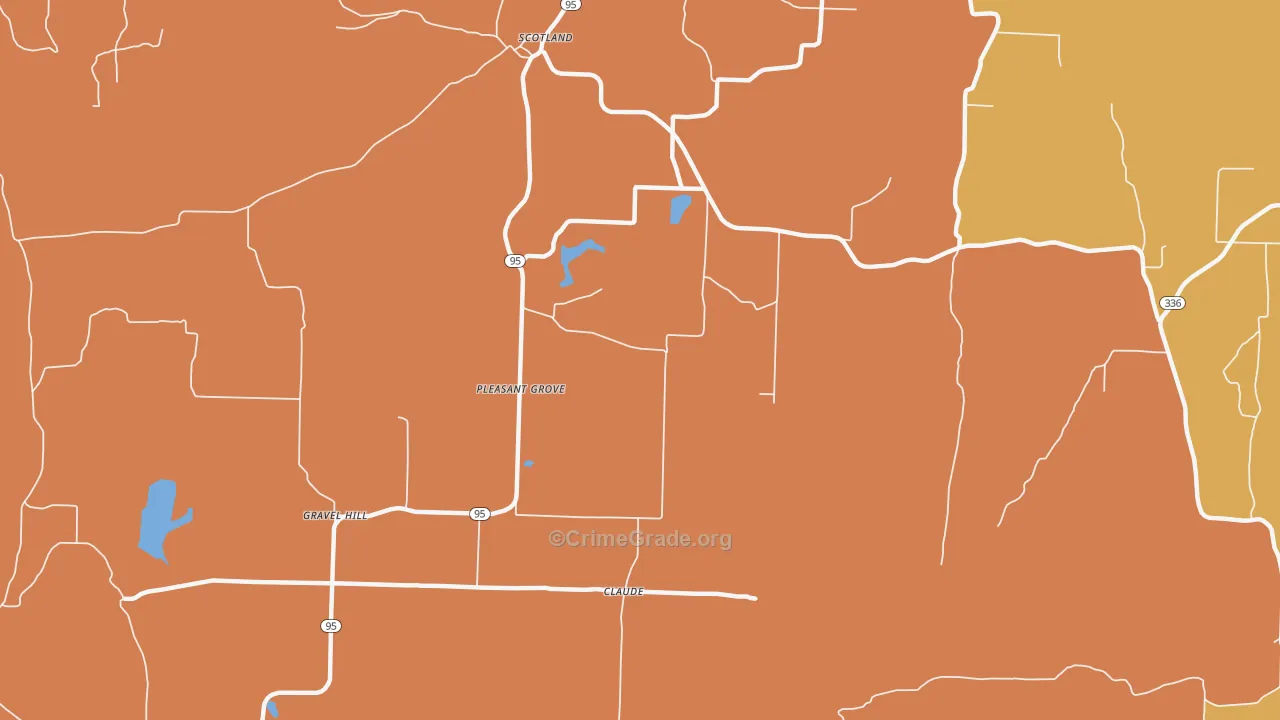 Pleasant Grove, AR Map of Arson Rates