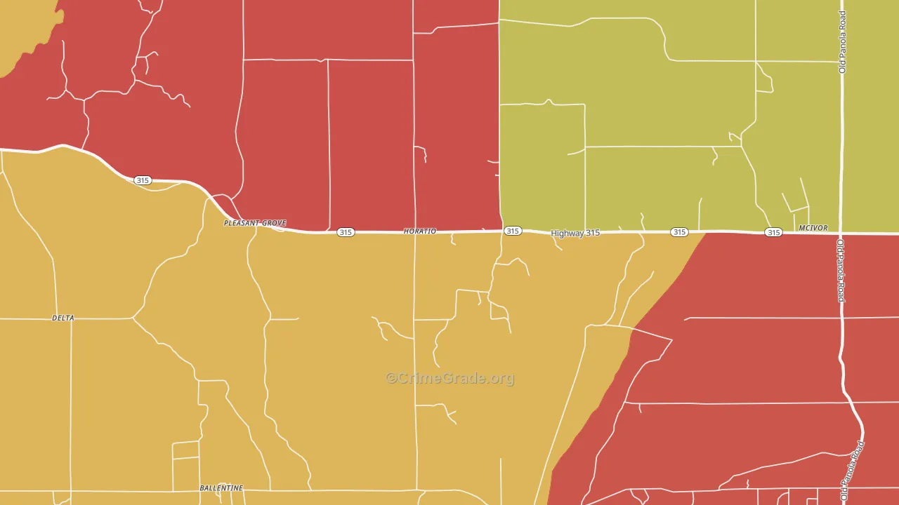 Pleasant Grove, MS Map of Arson Rates