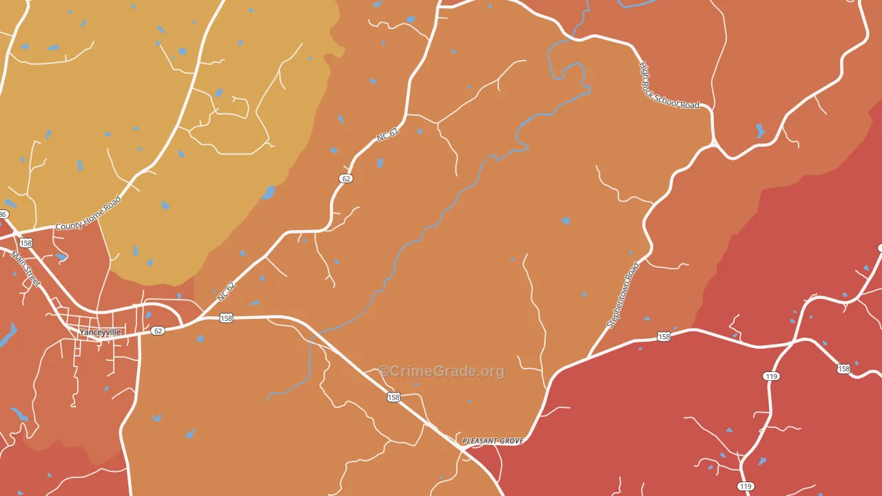 Pleasant Grove, NC Map of Arson Rates