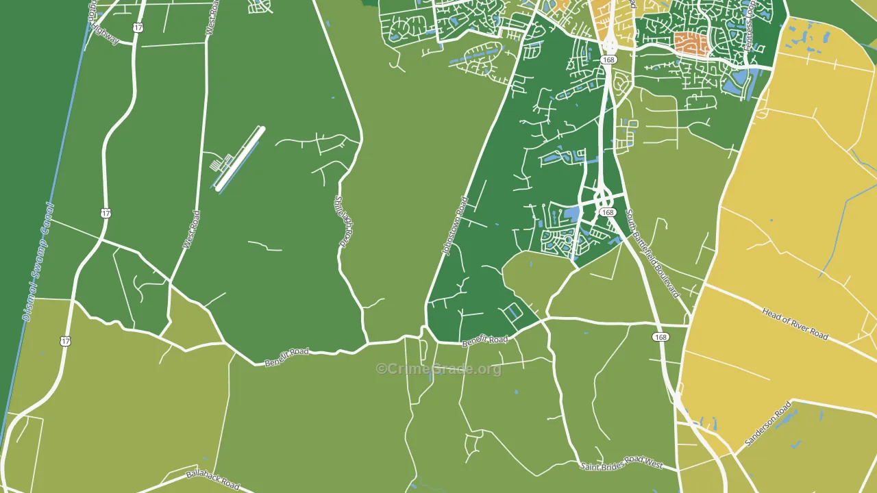 Pleasant Grove West, Chesapeake, VA Map of Arson Rates