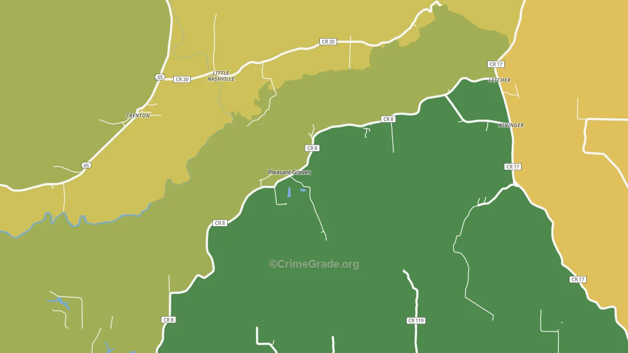 Pleasant Groves, AL Map of Arson Rates