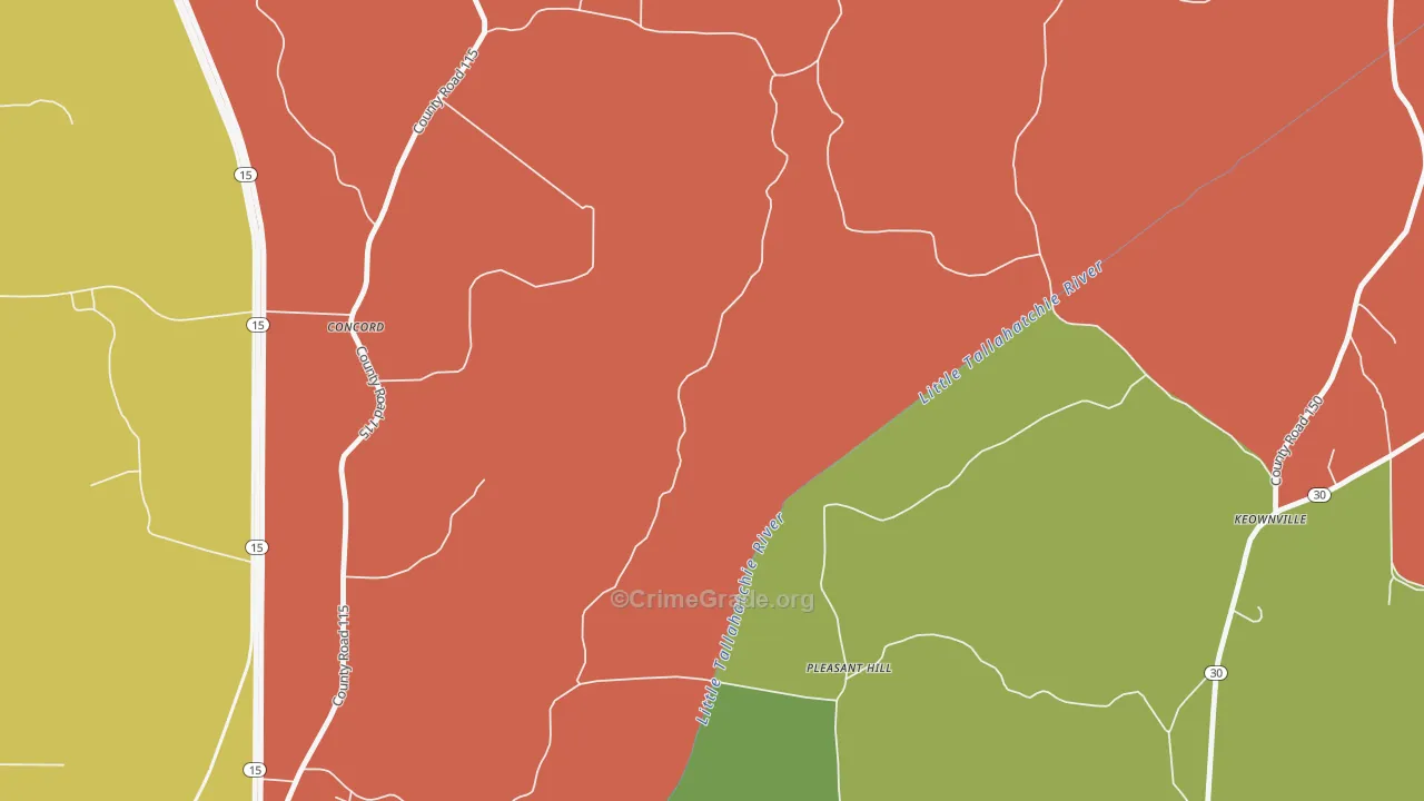 Pleasant Hill, MS Map of Arson Rates
