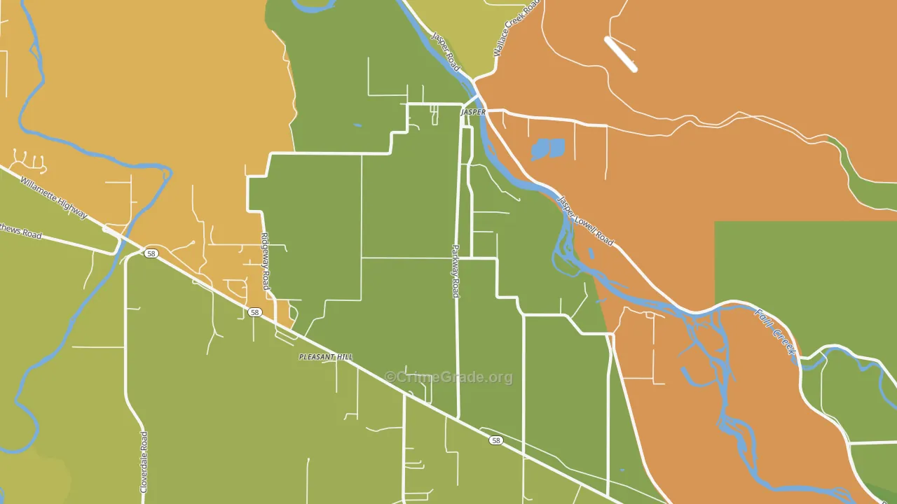 Pleasant Hill, OR Map of Arson Rates