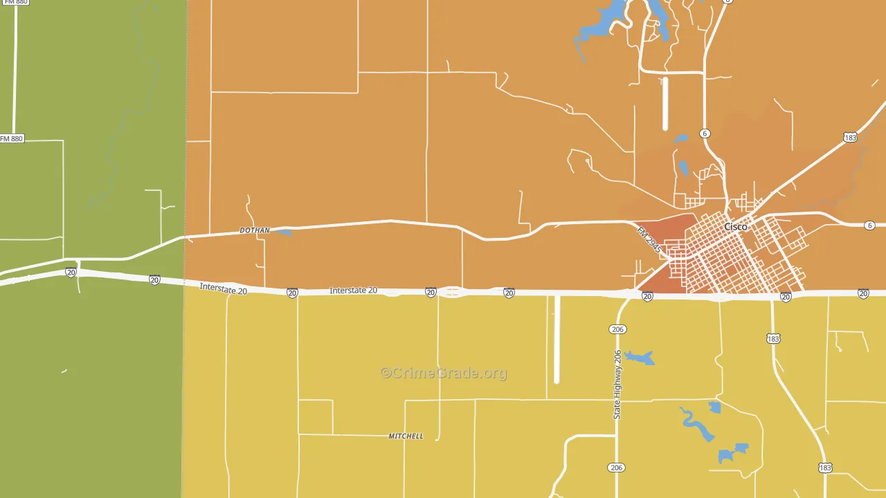 Pleasant Hill, TX Map of Arson Rates