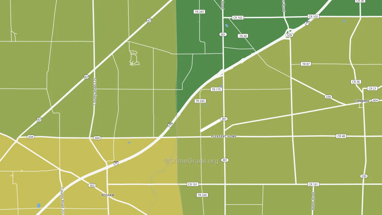 Pleasant Home, OH Map of Arson Rates