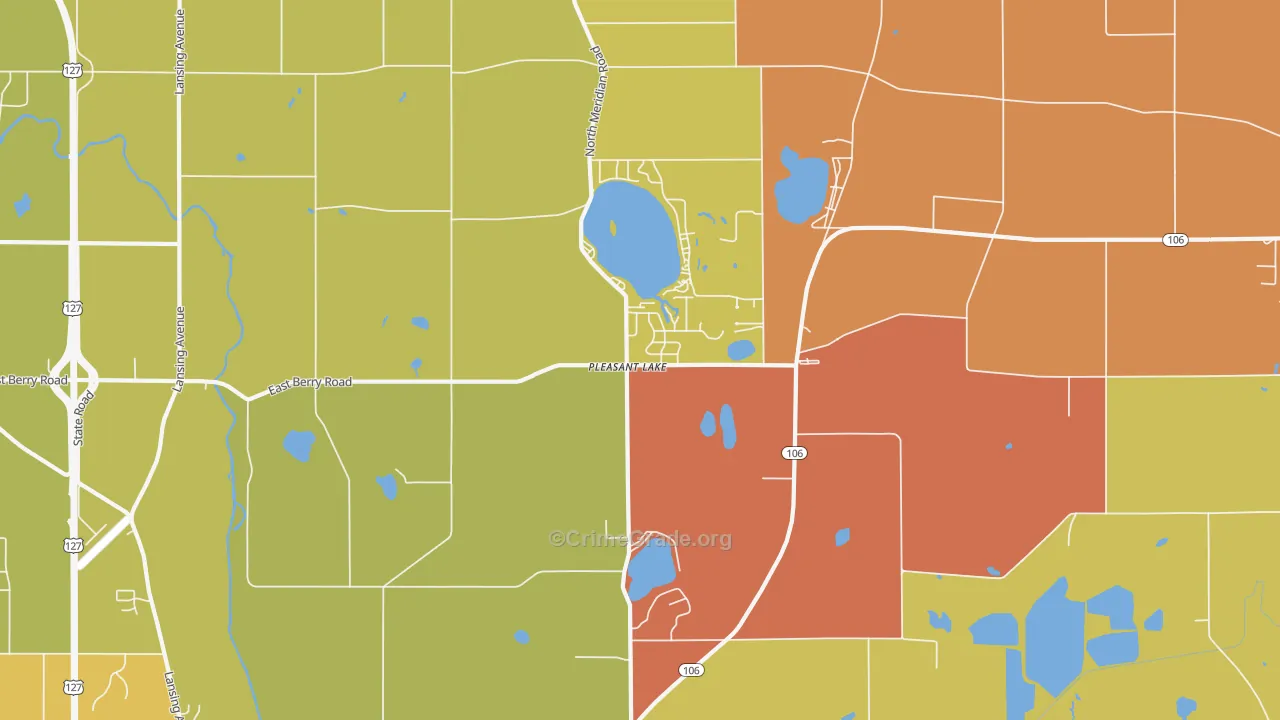 Pleasant Lake, MI Map of Arson Rates