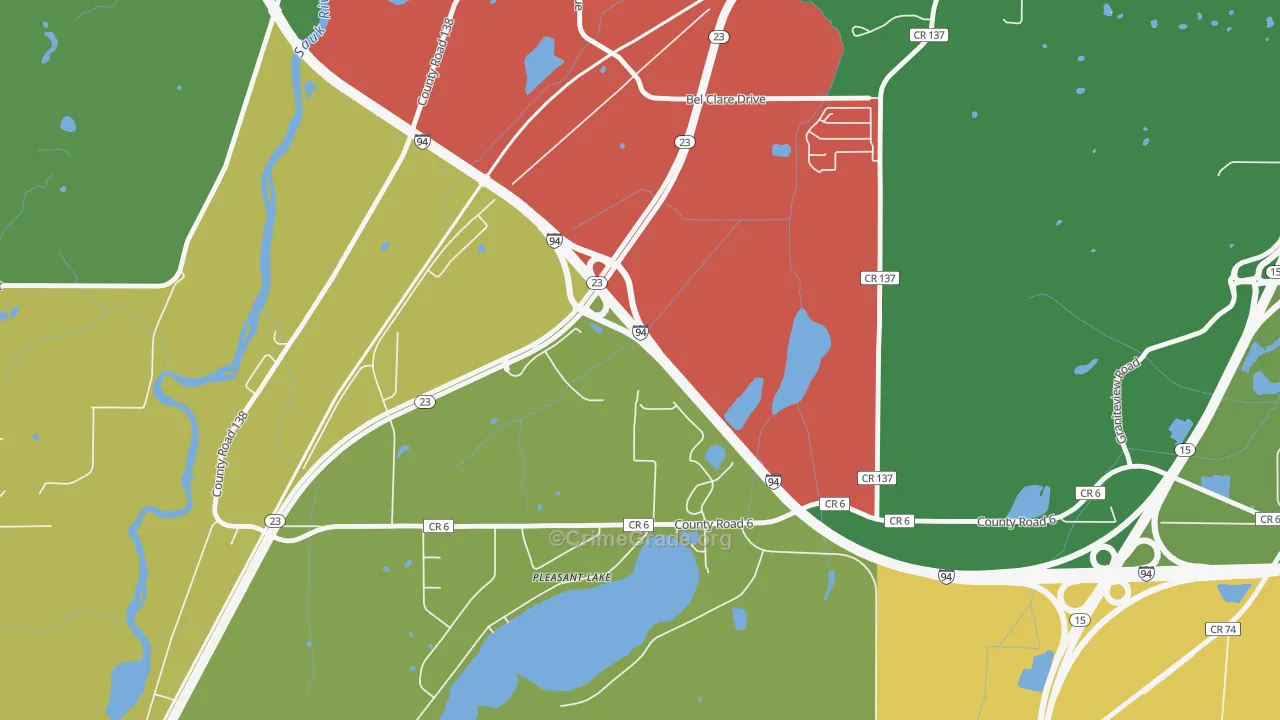 Pleasant Lake, MN Map of Arson Rates