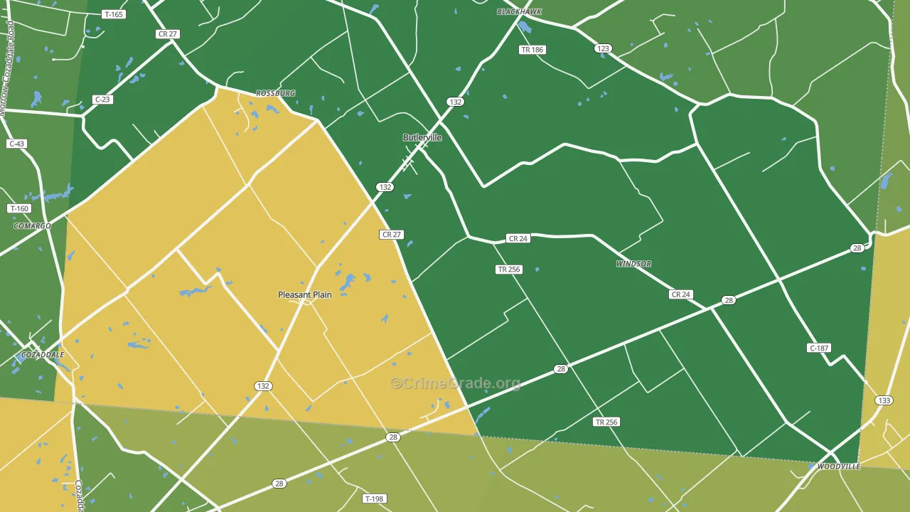 Pleasant Plain, OH Map of Arson Rates