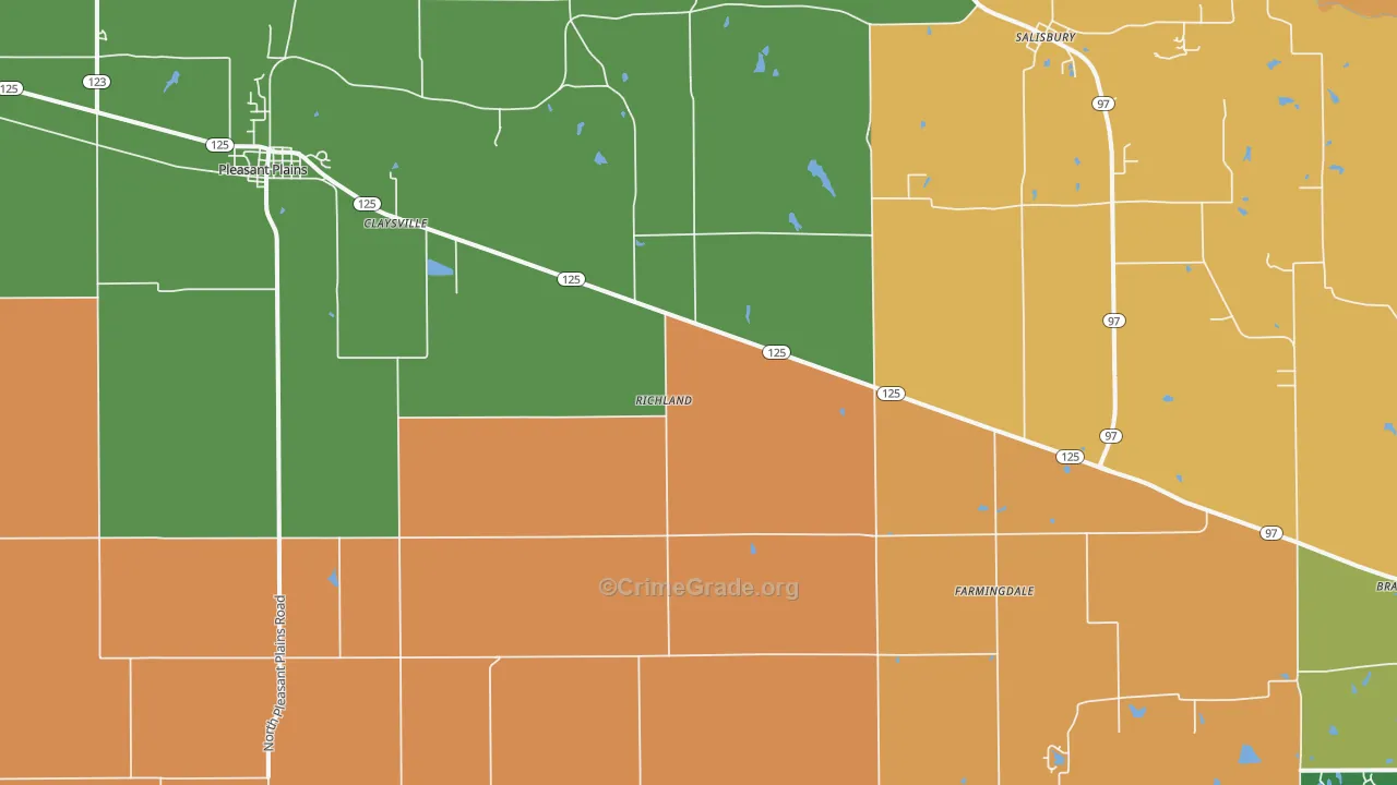 Pleasant Plains, IL Map of Arson Rates