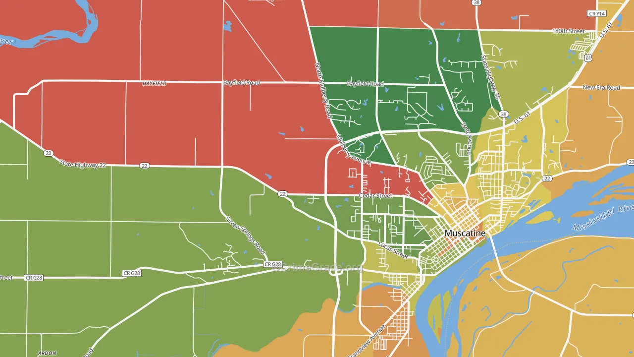 Pleasant Prairie, IA Map of Arson Rates