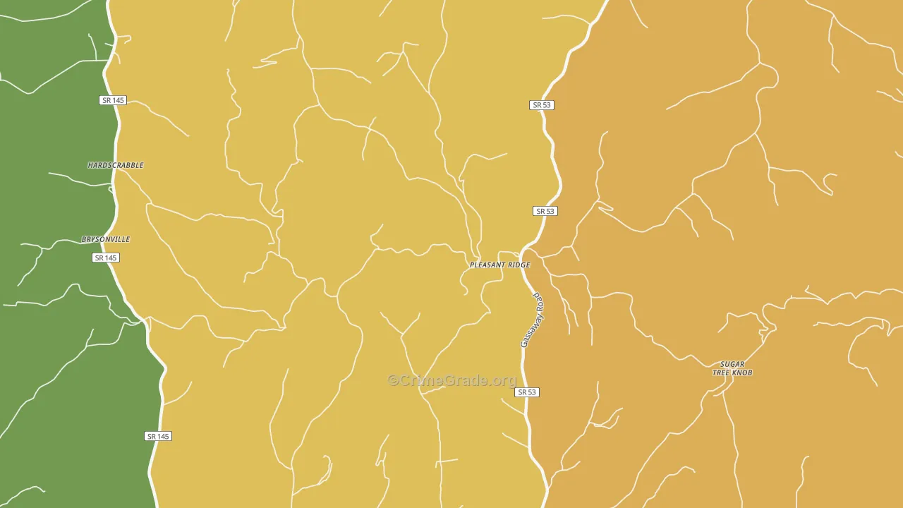 Pleasant Ridge, TN Map of Arson Rates