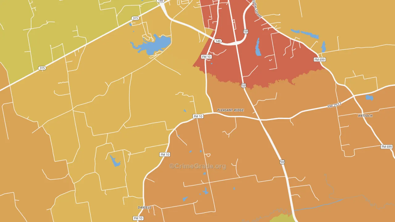 Pleasant Ridge, TX Map of Arson Rates