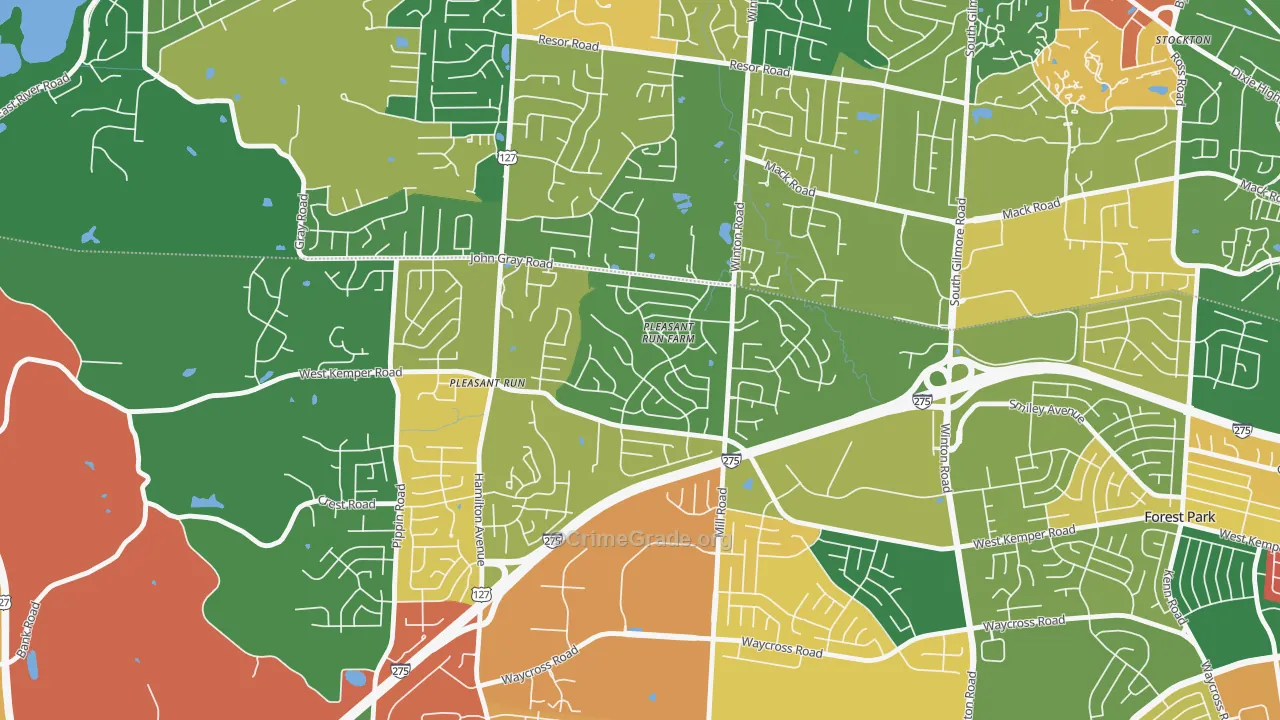 Pleasant Run Farm, Cincinnati, OH Map of Arson Rates