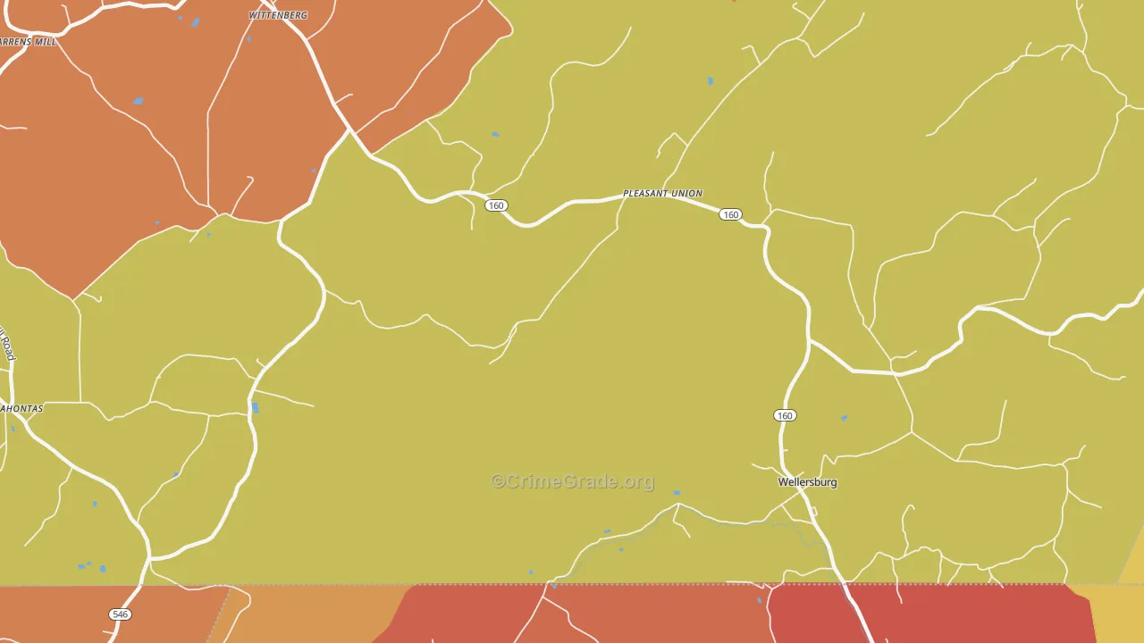 Pleasant Union, PA Map of Arson Rates