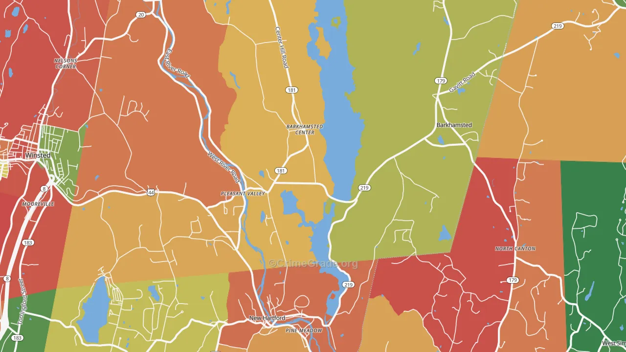 Pleasant Valley, CT Map of Arson Rates