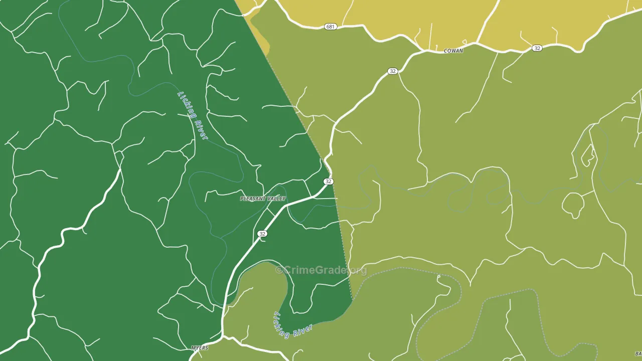 Pleasant Valley, KY Map of Arson Rates