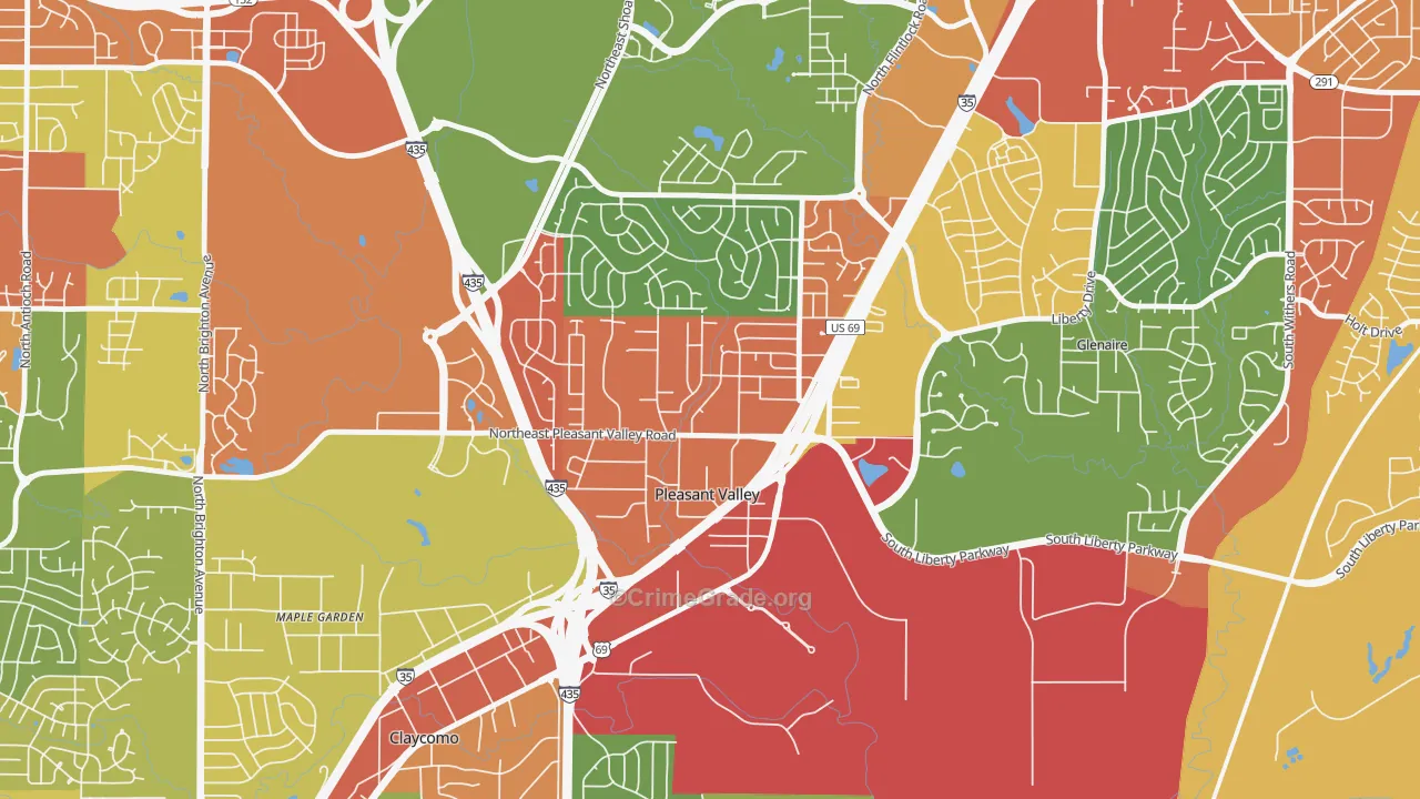 Pleasant Valley, MO Map of Arson Rates