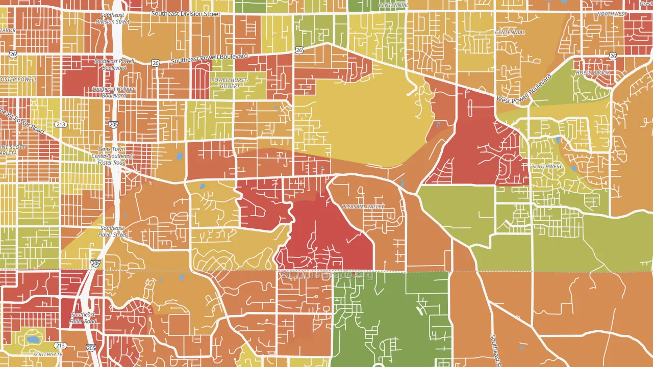 Pleasant Valley, Portland, OR Map of Arson Rates