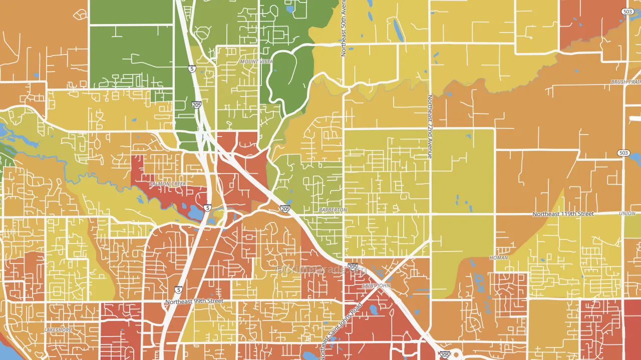 Pleasant Valley, Vancouver, WA Map of Arson Rates