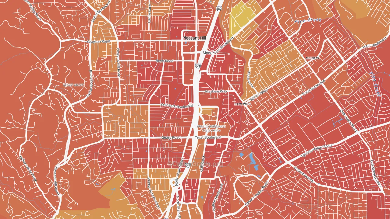 Pleasant Valley, Walnut Creek, CA Map of Arson Rates