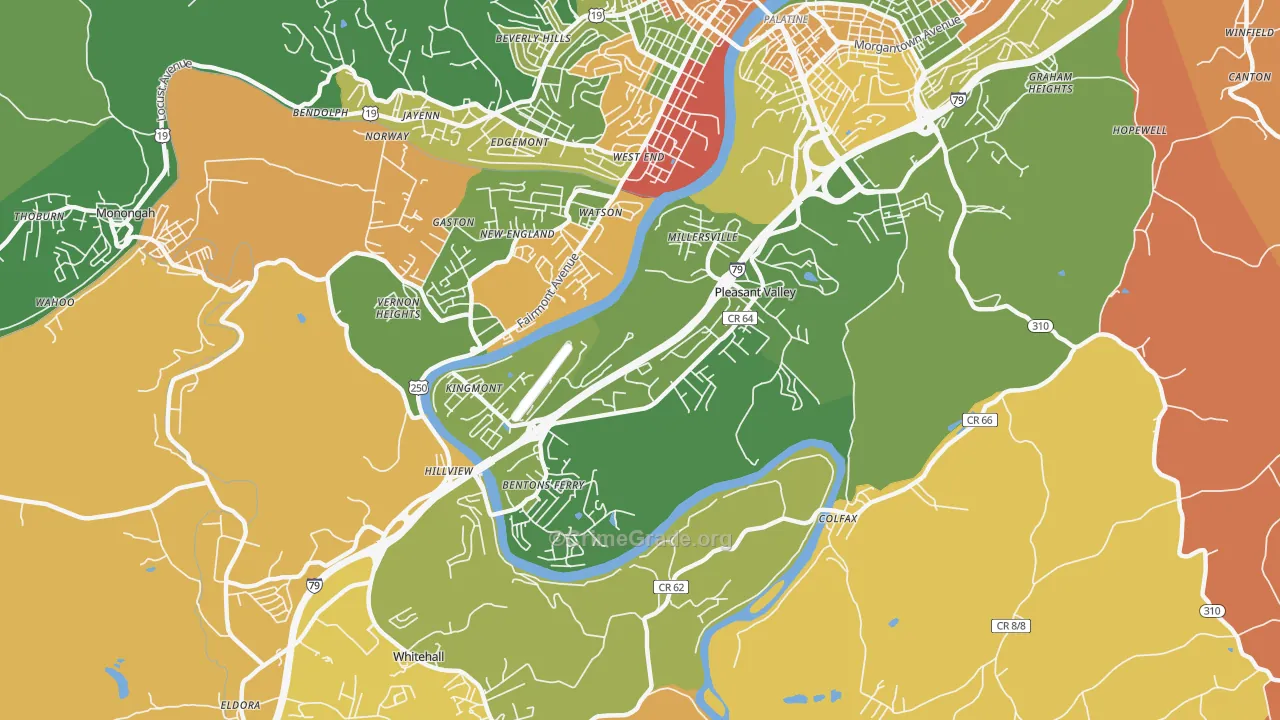 Pleasant Valley, WV Map of Arson Rates