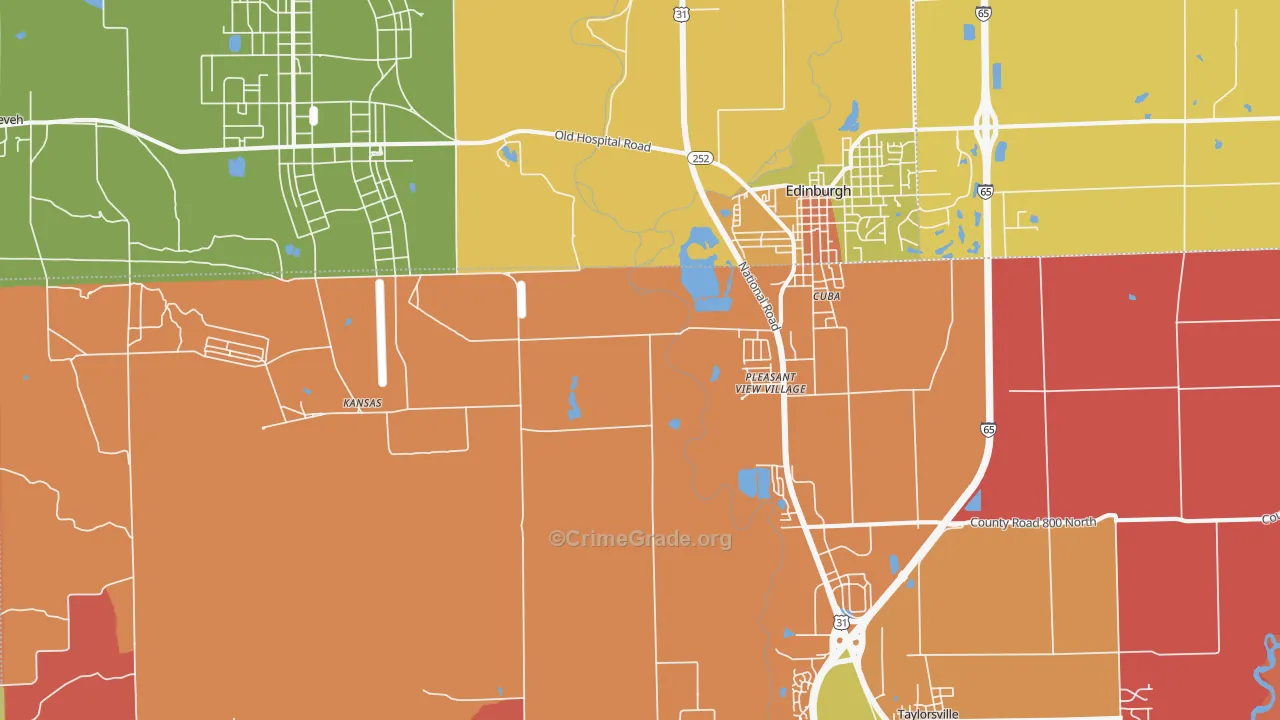 Pleasant View Village, IN Map of Arson Rates